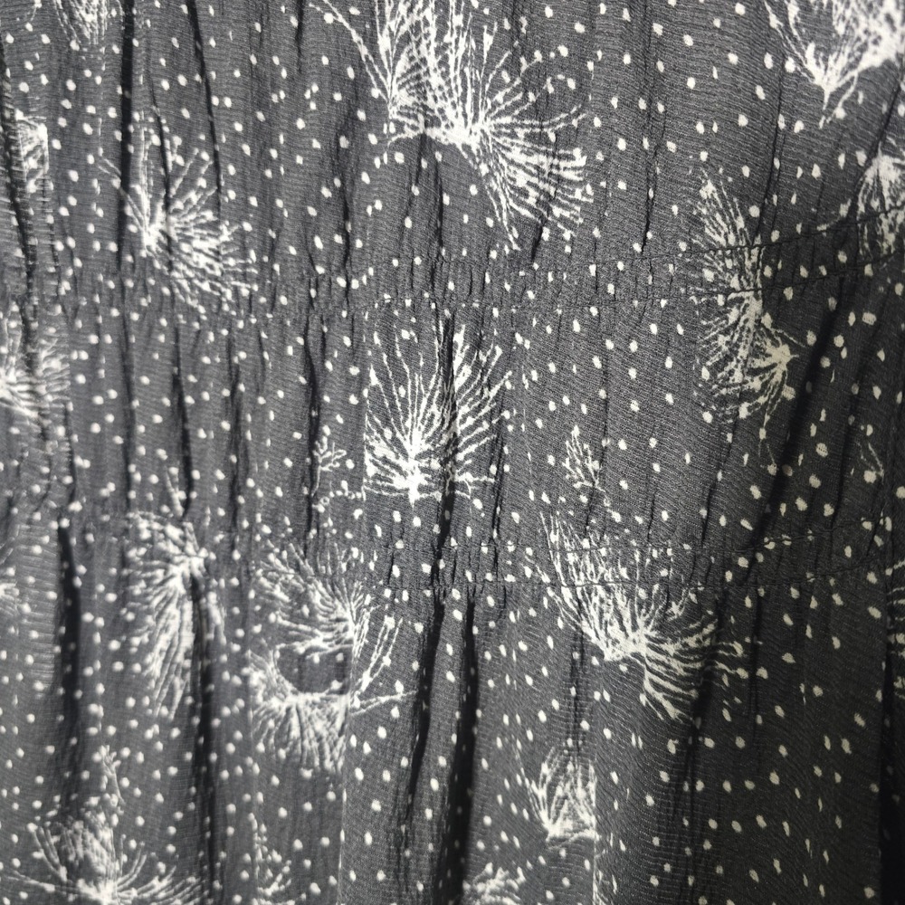 Maurices Womens Large Gray Polka Dot Botanical Lace Up Sleeveless Blouse Top - Picture 4 of 7
